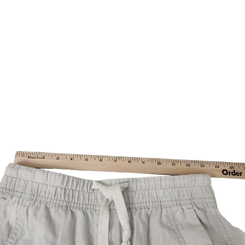 Zara‎ Joggers Womens XS Cream Liken High-Rise Drawstring Lightweight Pants Beach
